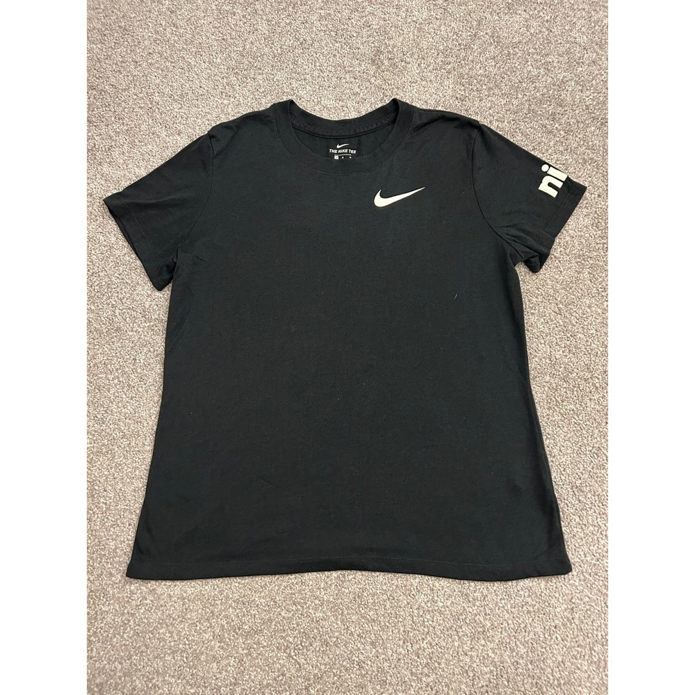 Nike Graphic Tee Mens Medium Black Excellent Short Sleeve Swoosh Logo T-Shirt